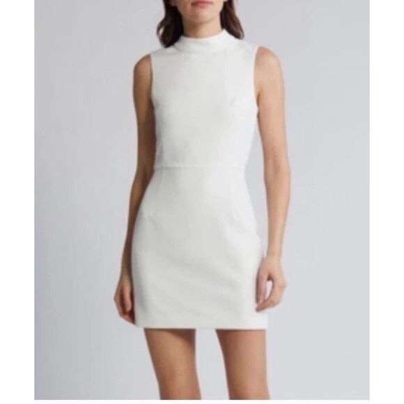 French Connection Women's Echo Crepe Mock Neck Dress white Size 2 - Picture 1 of 11